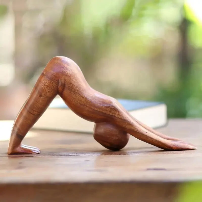Carved Wooden Yoga Figure Ornament, Six Designs
