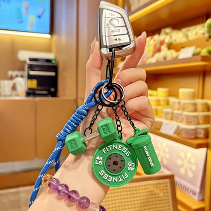 ميدالية مفاتيح بتصميم حقيبة جيم قماشية، ألوان متعددة