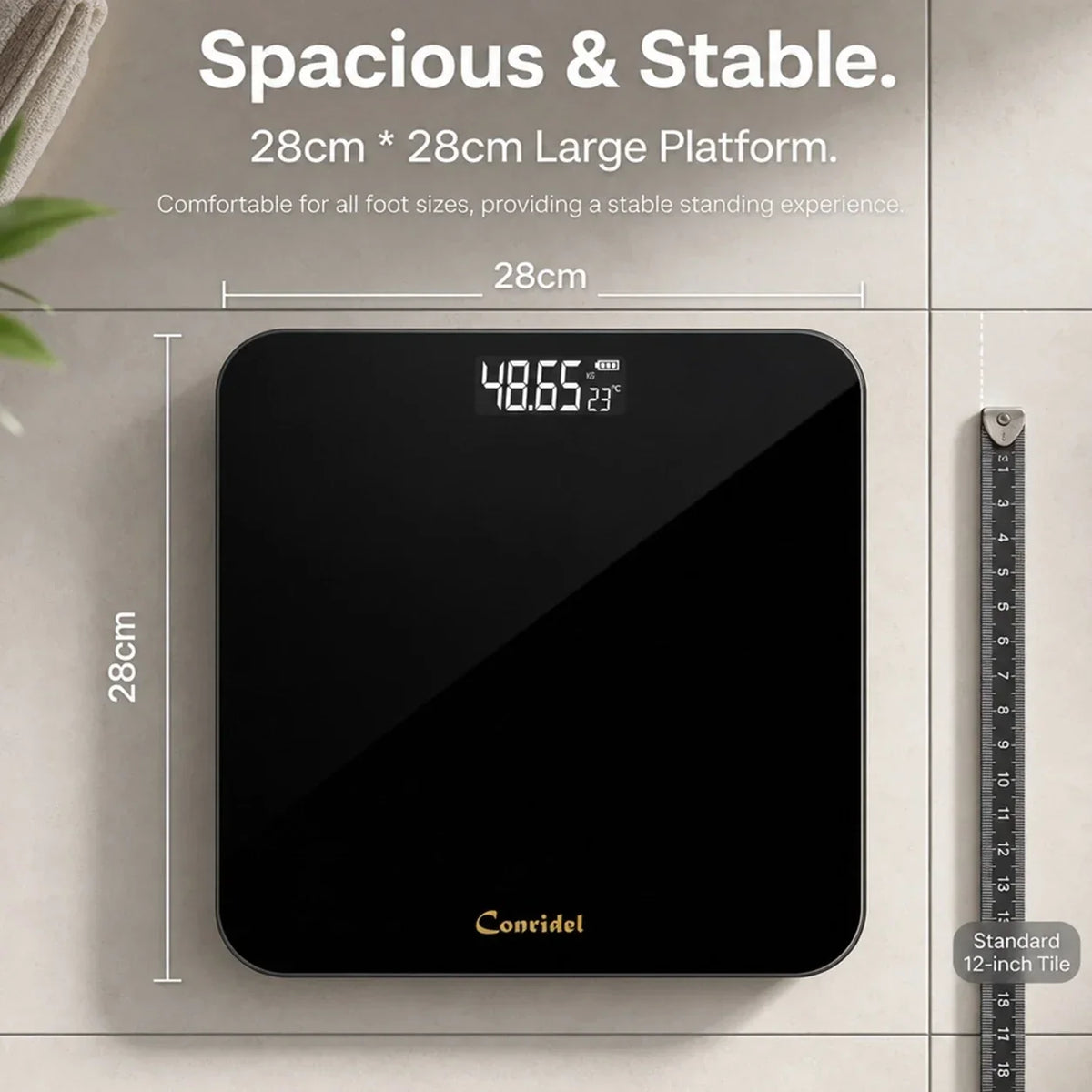 Digital Bathroom Scale, 28 cm, 200 kg Capacity