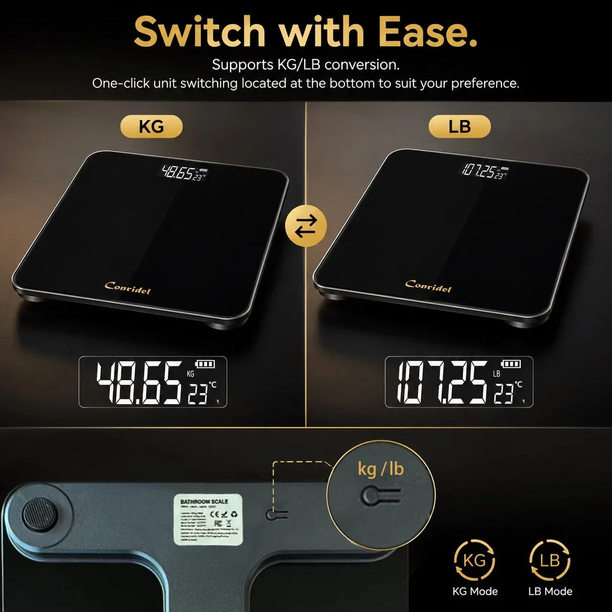 Digital Bathroom Scale, 28 cm, 200 kg Capacity